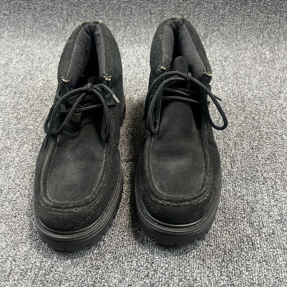 Tims Vintage Y2K Bobcat Chukka Boots 11 Black Leather Lug Sole Gorpcore Rugged